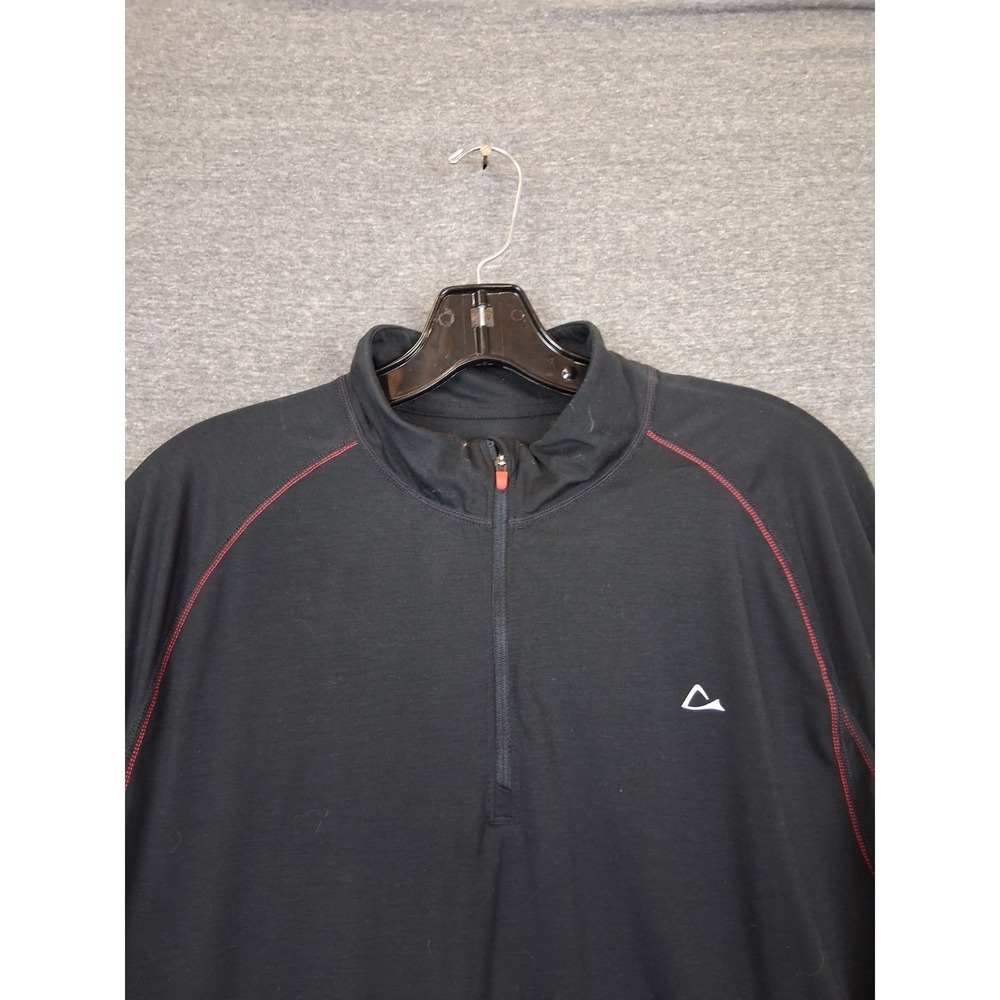 Paradox Mens Shirt XL Black Red 1/4 Zip Pullover Merino Blend Baselayer‎ Hiking